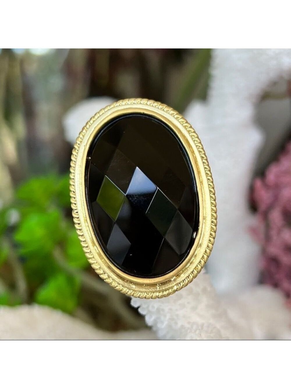 Onyx Black 18K Faceted Sheila Fajl GLOW Masterpiece Statement Cocktail Ring